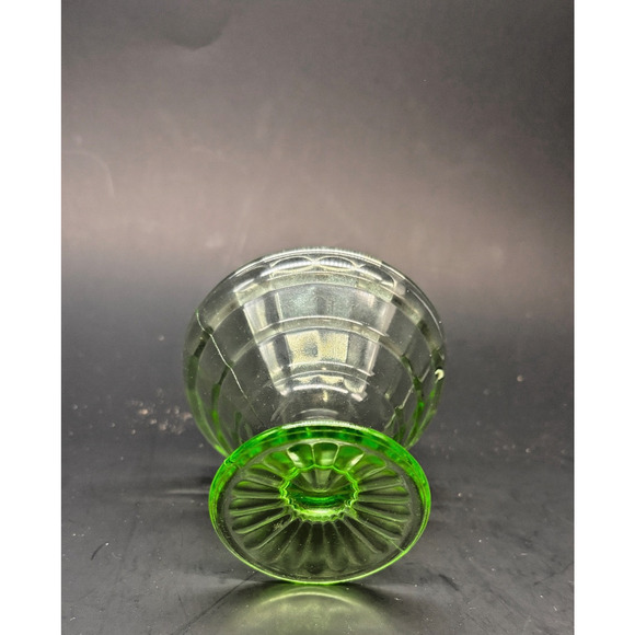 Vintage 30s Vaseline Uranium Green Depression Glass Footed Dessert Sherbet - Picture 15 of 15